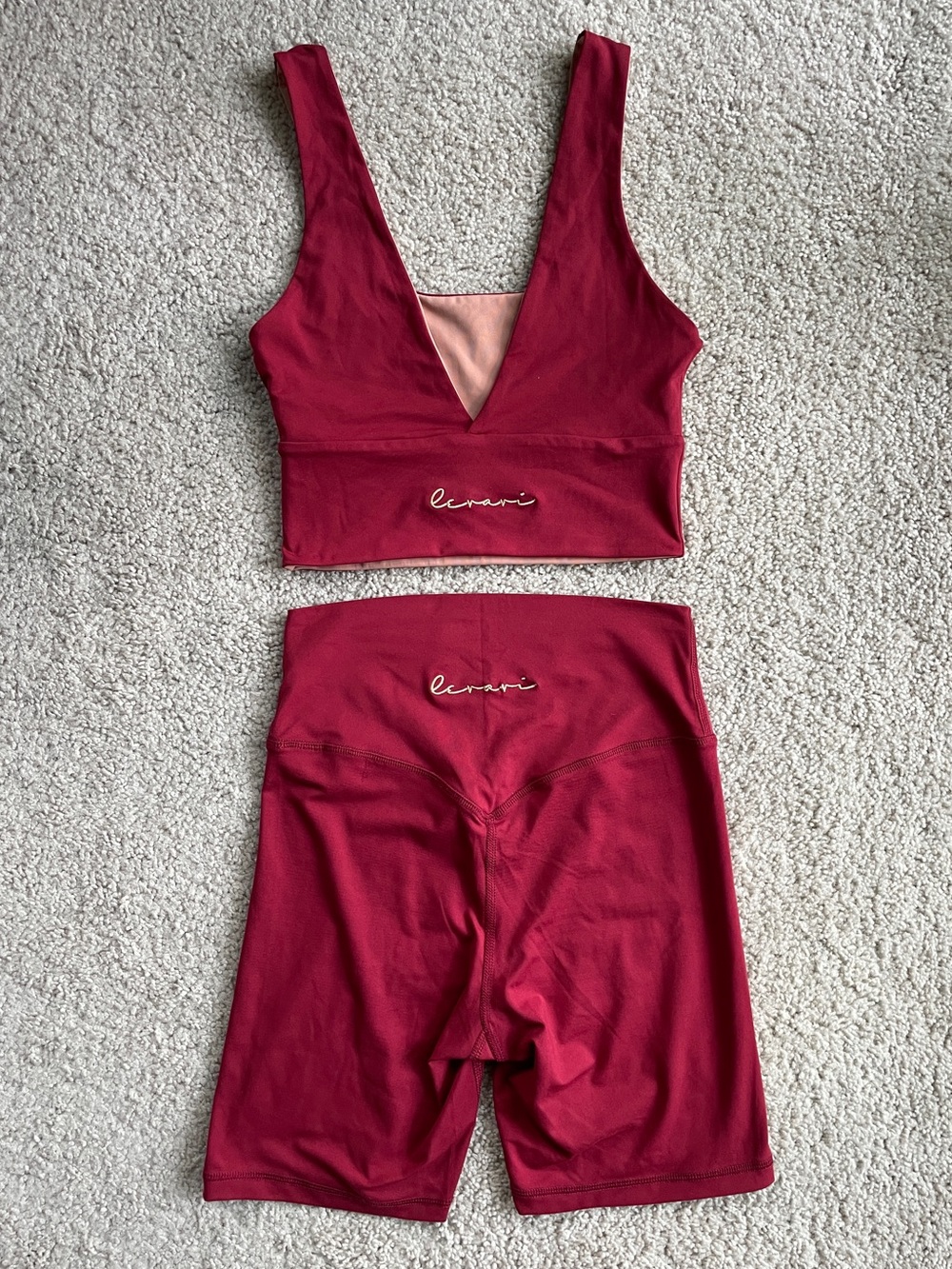 Levavi Reversible Active Set - Small Sports Bra & Medium High Waist Bike Shorts
